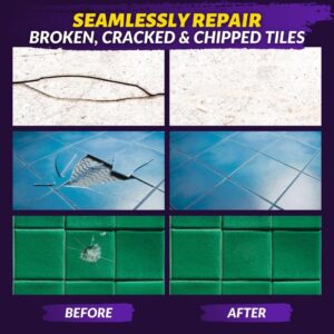 Tile & Bathtub Repair Kit with Epoxy Putty Stick – Fix Cracked Porcelain, Ceramic, Fiberglass, Stone, Super Strong Adhesion, Color Match for Floors & Walls, Fast-Drying, Seamless, Durable Repair