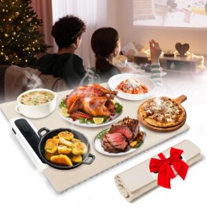 electric warming tray - full surface heating,rollable & portable,premium silicone material,5 temperature settings,auto shut-off -versatile food warmer for gatherings,parties,everyday use