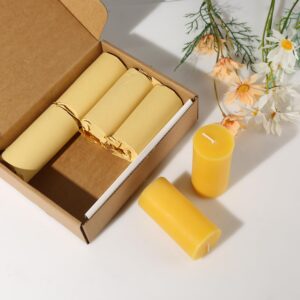 6 Pack Natural Beeswax Pillar Candles,100% Pure Beeswax Candles-210 Hours Long Burning,Organic Bees Wax Candles for Home,Paryer,Parties,Unscented Dripless Smokeless Beeswax Candles Bulk 2x4in