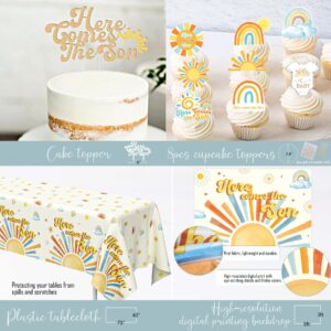 Here Comes the Son Baby Shower Decorations for Boy, Sun Theme Baby Shower Decoration, Boho Sun Baby Shower Party Supplies, It's A Boy Gender Reveal Décor, Retro Sun You Are My Sunshine Baby Shower