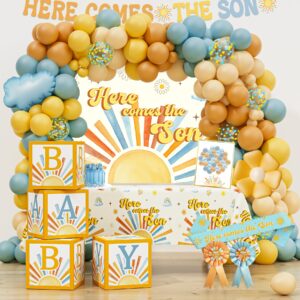 here comes the son baby shower decorations for boy, sun theme baby shower decoration, boho sun baby shower party supplies, it's a boy gender reveal décor, retro sun you are my sunshine baby shower