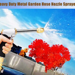 Upgrade Garden Hose Nozzle,100% Heavy Duty Metal Spray Gun With Full Brass Nozzle,High Pressure Water Hose Nozzle Sprayer Head,3/4" Quick Connectors,for Lawn & Garden,Washing Cars,Showering Dogs&Pets