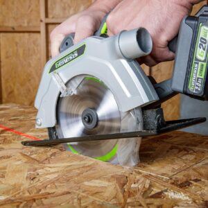 Genesis G20MAX 20V Cordless Circular Saw 6-1/2 inch with Laser & LED Light, Includes 24TCT thin-kerf blade, 2.0Ah Battery and Charger, 2 Year Warranty (GLCS2065B)