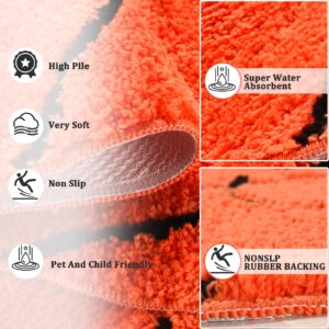 MSYA Basketball Rug, Soft and Fluffy Basketball Rug for Boys Bedroom Microfabric Round Bathroom Rug, Round Area Rug for Living Bathroom Rugs Soccer Decor for Boys Room 31.5 inches (Orange)