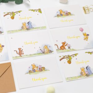 Crisky 50 Pack Cute Bear Thank You Cards Blank Inside with Envelopes and Stickers for Birthdays, Baby Showers, Friendsgiving