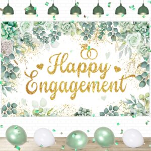 eucalyptus engagement party decoration, green happy engagement banner sage green just engaged banner green engagement backdrop just married decorations kit for couple engagement party bridal shower