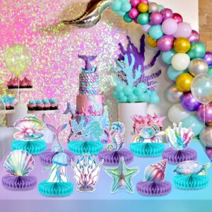 12Pcs Mermaid Party Supplies Mermaid Birthday Honeycomb Centerpieces for Under The Sea Party Decorations Ocean Mermaid Theme Table Honeycomb for Ocean Mermaid Theme Birthday Baby Shower Party Favors