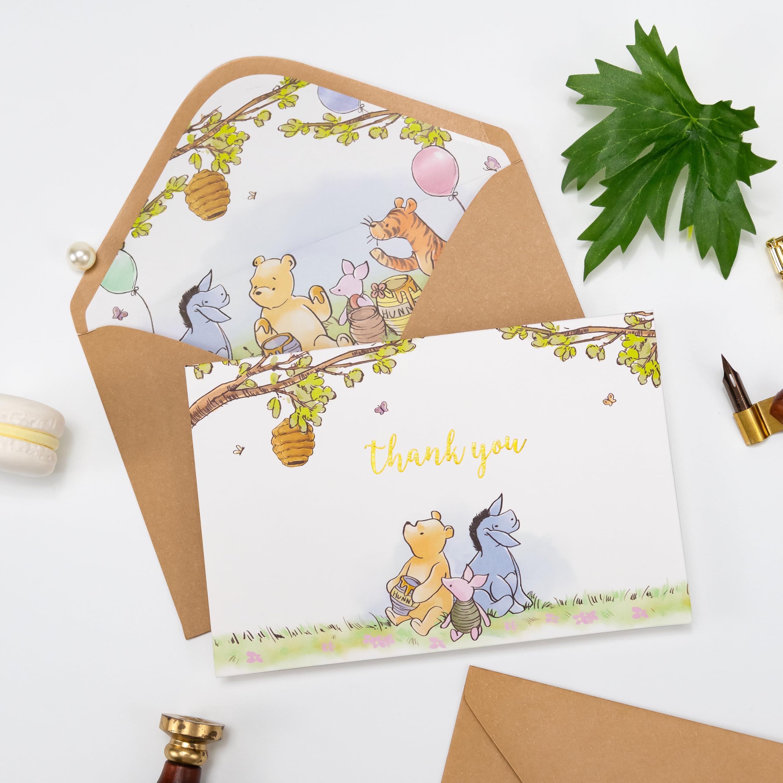 Crisky 50 Pack Cute Bear Thank You Cards Blank Inside with Envelopes and Stickers for Birthdays, Baby Showers, Friendsgiving