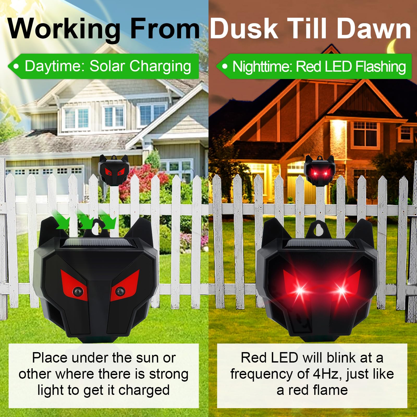 Coyote Deterrent, Solar Nocturnal Animal Repeller Predator Light Scare, Repellent Device for Coyote,Deer,Raccoon for Chicken Coop,Farm,Yard(2 Packs)