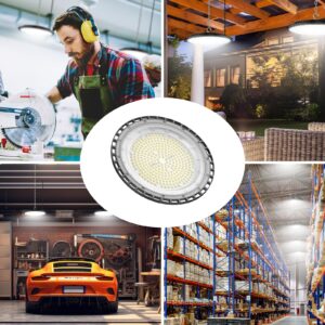 ROMMOR UFO LED High Bay Light 320W(1200W MH/HPS), 48000lm, 5000K Daylight High Bay LED Shop Lights with 5' Cable US Hook, IP65 Commercial Light Fixture for Warehouse Workshop Barn Factory