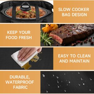 LASUK Portable Slow Cooker Travel Bag, Isulated Carrier Case Tote for 4-8 Quart Crock Carrier Compatible with Else Brands, Internal Mesh Net Holds Pot in Place, For Travel, Outdoor, Picnic