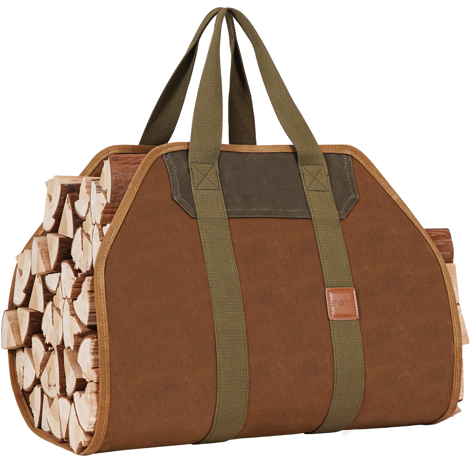 1MORE Firewood Carrier - Wood Carrier for Firewood,Log Carrier for Firewood Tote Bag, 40"X19" Canvas Firewood Carrier, Water Resistant Log Tote Wood Carrying Bag With Handles,Fireplace Tools.Rust