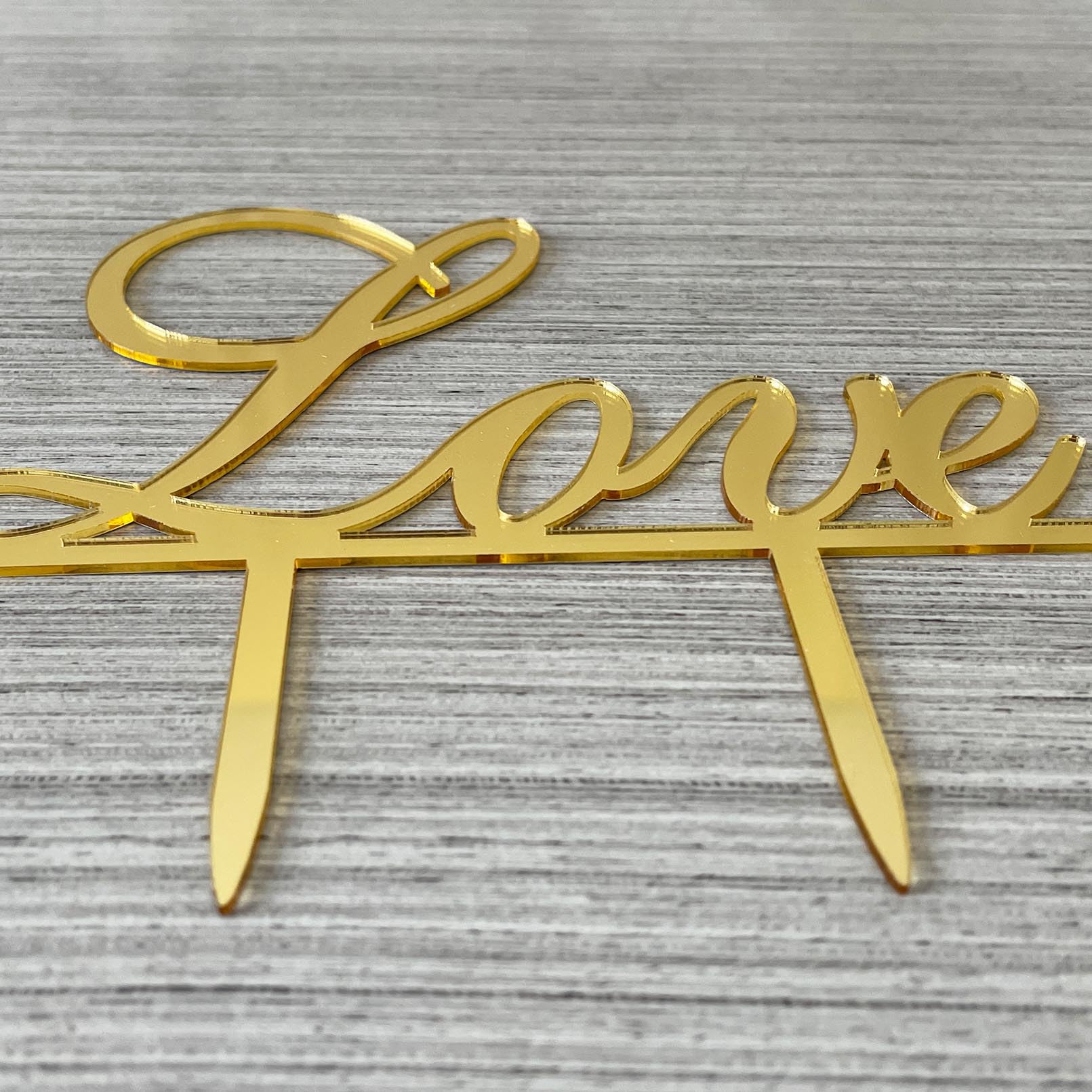 JIEEIN Love Cake Topper - Wedding/Engagement/Bridal Shower/Anniversary/Birthday/Bachelorette/Confession Party Decorations Supplies (Mirror Gold Acrylic)