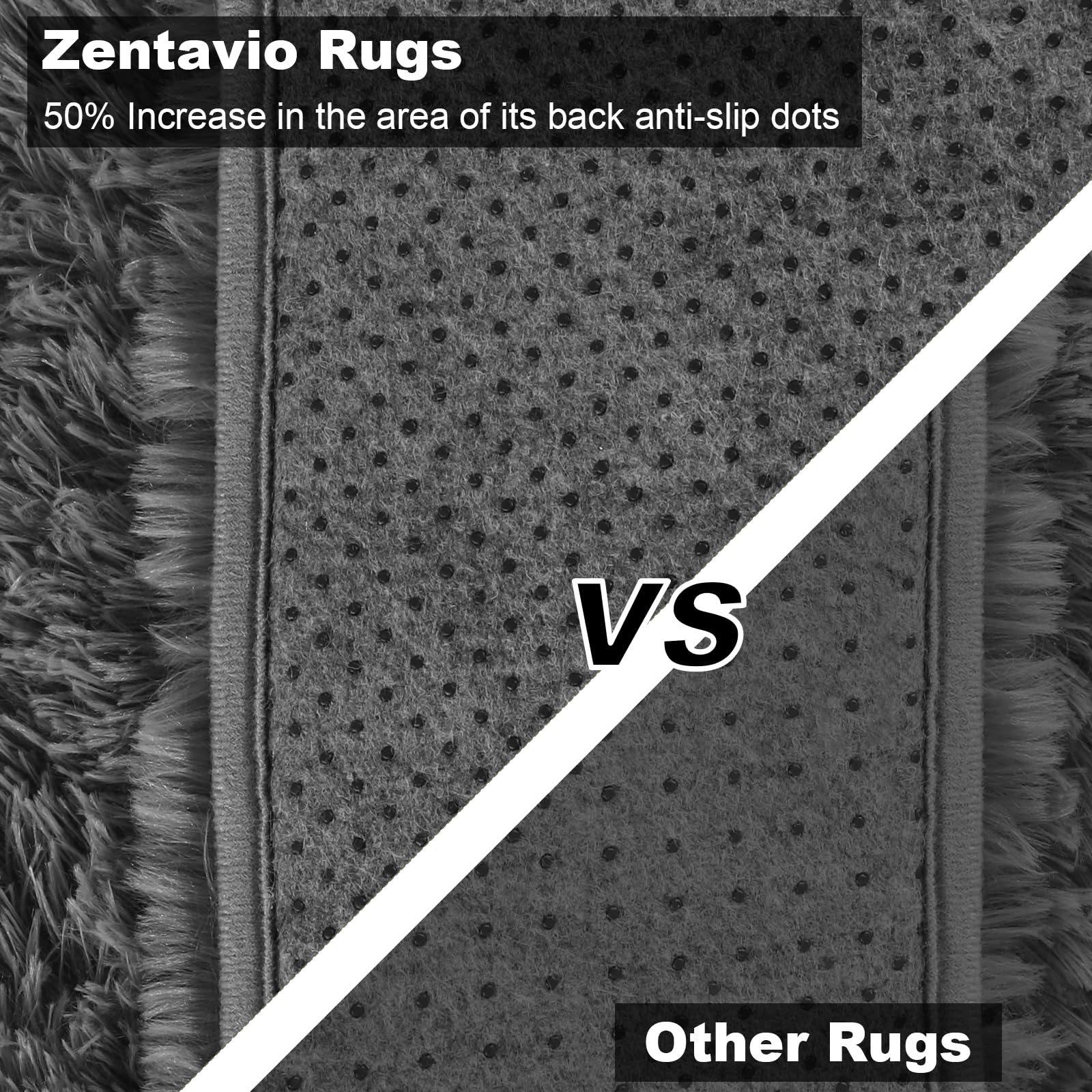 Zentavio Grey Area Rug for Living Room Bedroom 4x6 Soft Fluffy Fuzzy Furry Shaggy Aesthetic Carpet Plush High Pile Floor Throw Rug for Nursery Kids Room Dorm Room