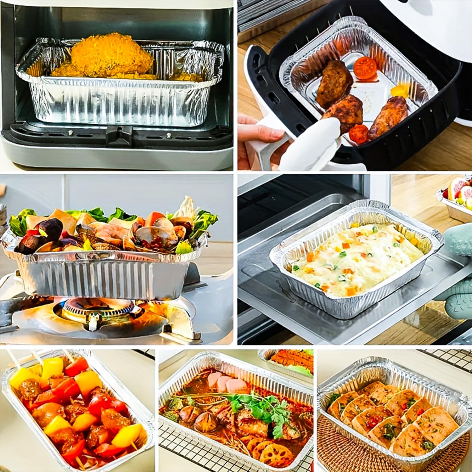 sengcou 50 Pack Aluminum Pans with Lids for Thanksgiving Aluminum Food Containers Storage for Thanksgiving Baking Roasting Meal Prep Thanksgiving Party Holidays BBQ, 6.5 x 5 Inch