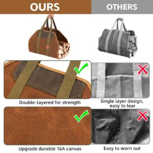 1MORE Firewood Carrier - Wood Carrier for Firewood,Log Carrier for Firewood Tote Bag, 40"X19" Canvas Firewood Carrier, Water Resistant Log Tote Wood Carrying Bag With Handles,Fireplace Tools.Rust