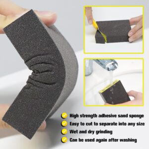 CYAFIXED Sanding Sponge, 60 80 120 220 Coarse Medium Fine Grit Sanding Block, Washable & Reusable Sandpaper Block for Pot Brush Pan Brush Sponge Brush Glasses Sanding Wood Sanding Metal Sanding 6 Pcs