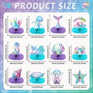 12Pcs Mermaid Party Supplies Mermaid Birthday Honeycomb Centerpieces for Under The Sea Party Decorations Ocean Mermaid Theme Table Honeycomb for Ocean Mermaid Theme Birthday Baby Shower Party Favors