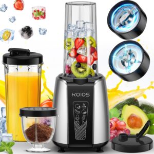 koios smoothie blender, max 1000w personal blender for shakes and smoothies, 12pcs coffee grinder and countertop blenders combo for kitchen, portable smoothie blenders with 2x22 oz to-go cups, non-bpa