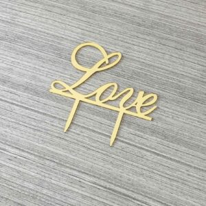 JIEEIN Love Cake Topper - Wedding/Engagement/Bridal Shower/Anniversary/Birthday/Bachelorette/Confession Party Decorations Supplies (Mirror Gold Acrylic)