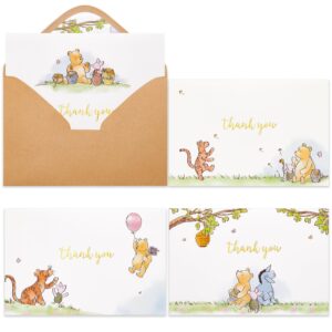 crisky 50 pack cute bear thank you cards blank inside with envelopes and stickers for birthdays, baby showers, friendsgiving