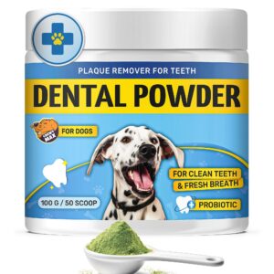 dog teeth cleaning | dental powder with dog probiotics for digestive health | dog breath freshener | plaque off powder dog & puppies | dog dental powder with valerian flavor | 100 g