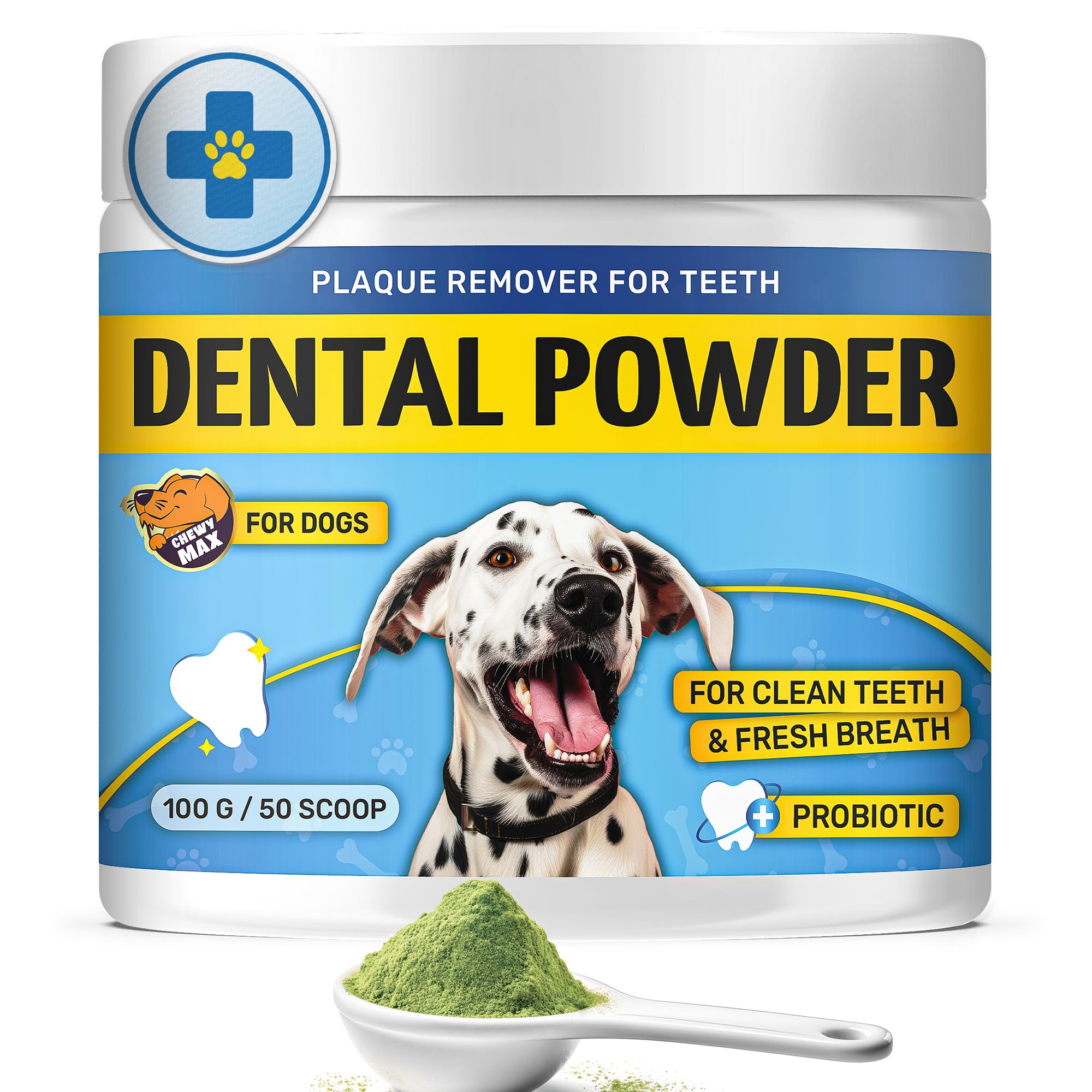 Dog Teeth Cleaning | Dental Powder with Dog Probiotics for Digestive Health | Dog Breath Freshener | Plaque Off Powder Dog & Puppies | Dog Dental Powder with Valerian Flavor | 100 G