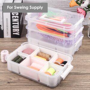 CraftGenes Plastic Storage Bins – 4-Layer Durable Storage Containers for Arts and Crafts Supplies with 2 Removable Trays for Seasonal Decor, Tool, Office Supplies, Art, Craft Supplies, Sewing Utility