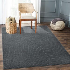 garveehome modern abstract area rug 8x10 large living room rug non slip stain resistant indoor throw carpet geometric wave floor cover contemporary rug boho accent rug for bedroom, grey