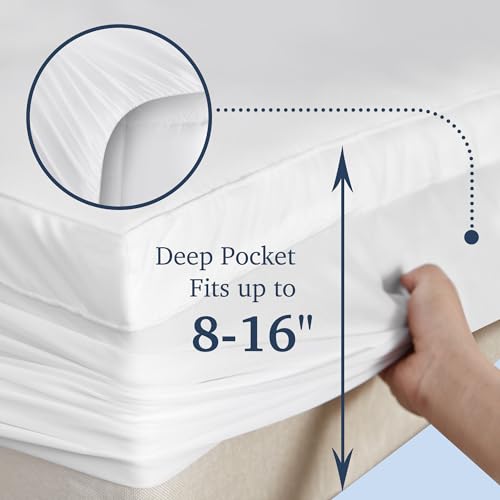 Pillow Top Mattress Topper Queen Size - 233 Thread Count Quilted Fitted Mattress Protector 2 Inch Thick Mattress Pad Cover with 8-16 Inch Deep Pocket Down Alternative Fill (60x80 inch, White)