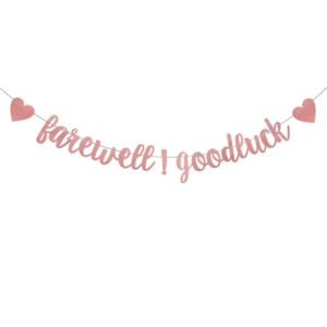 yaaxinb weiandbo farewell ! goodluck rose gold glitter card paper banner, pre-strung suitable for party decoration such as graduation, job change, moving, going out, and retirement. rose gold