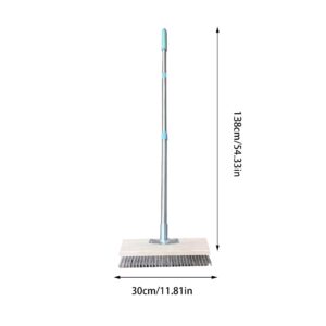 Stainless Steel Wire Broom Deck Scrub Brush with Long Handle, Stiff Metal Bristle Brush, Heavy Duty Floor Brush for Outdoor Patio Deck Garden