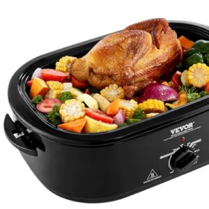 VEVOR Electric Roaster Oven, 20 QT Turkey Roaster Oven with Self-Basting Lid, 1450W Roaster Oven with Defrost & Warm Function, Adjustable Temperature, Removable Pan & Rack, Fits Turkeys Up to 24LBS