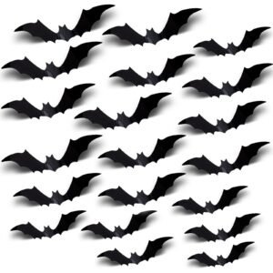 bats wall decor,96 pcs bat wall stickers for halloween decorations indoor or outdoor,pvc 3d bats halloween decoration wall decor,5 different size waterproof bat wall stickers,halloween party supplies