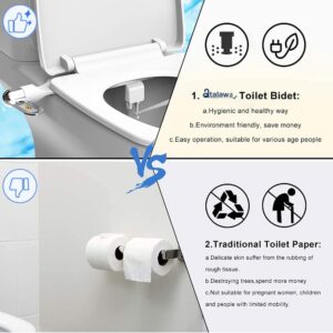 Bidet Toilet Seat Attachment Ultra Slim Bidet With Self Cleaning Dual Nozzle Adjustable Water Non Electric Bidet Fresh Water Spray for Sanitary and Feminine Wash - 2pack