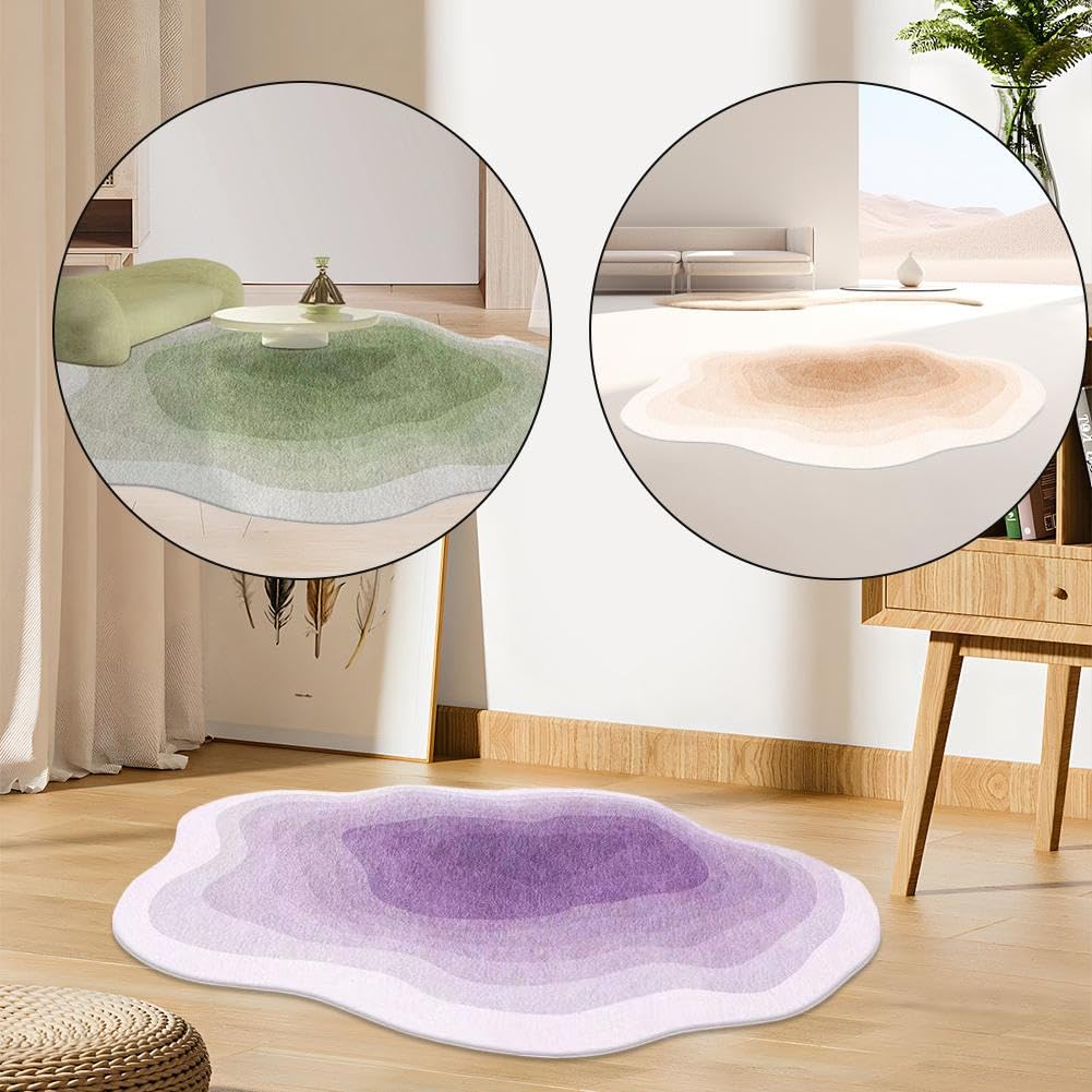 Modern Abstract Area Rugs Cute Gradient Irregular Carpets for Living Room Geometric Irregular Shaped Bedside Rug Non-slip Washable Large Area for Bedroom Entryway Dorm Kitchen, (Lotus Root Pink)