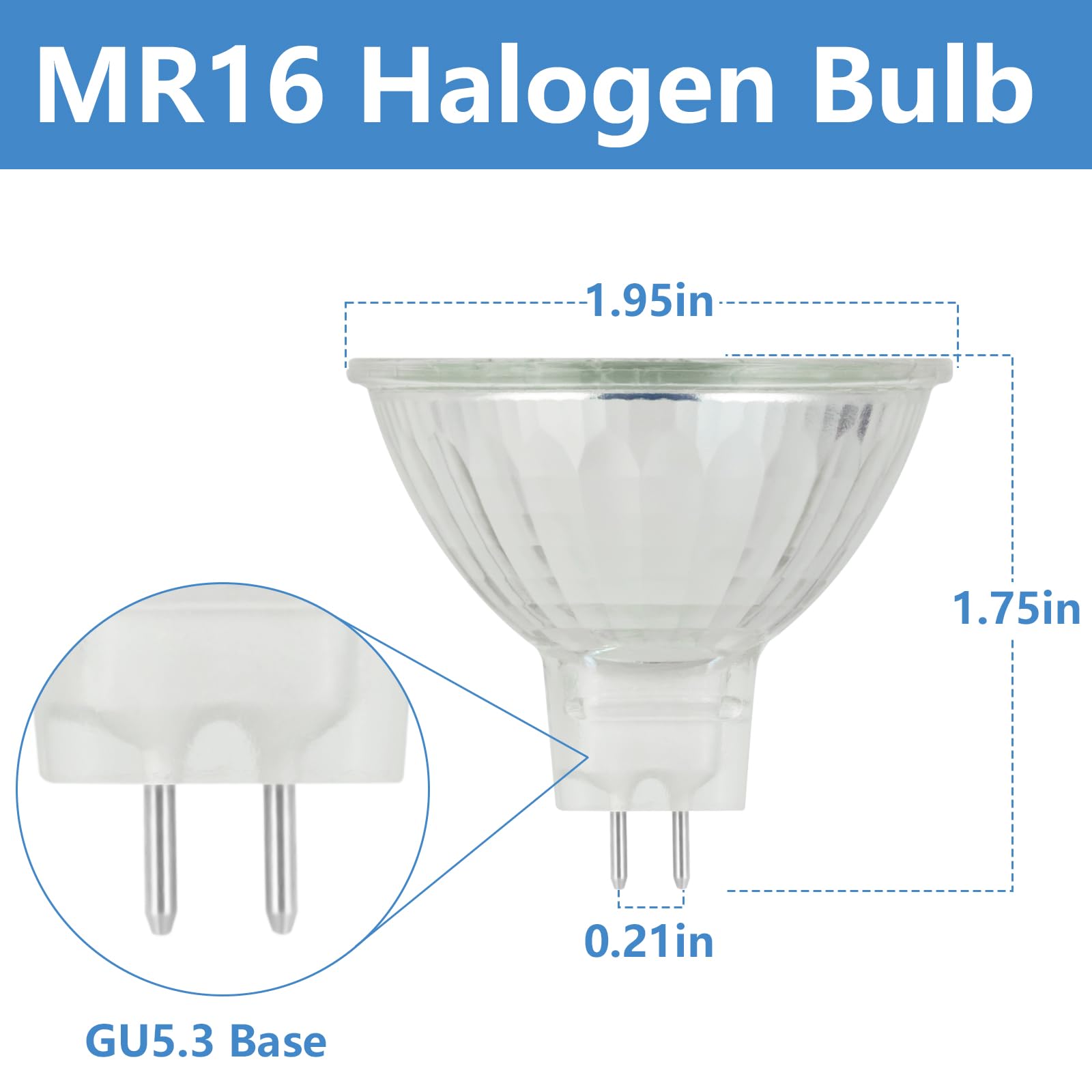 YEGRUEB MR16 Halogen Bulb 12V 35W GU5.3 Bi-Pin Base, 2800K Warm White, Dimmable, High Output for Track Light, Landscape(Pack of 6)