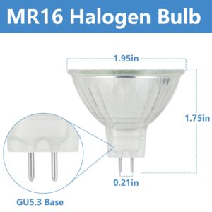 YEGRUEB MR16 Halogen Bulb, 12V 50W, GU5.3 Bi-Pin Base, 2800K, Warm White Dimmable, for Desk Lamp, Track Light, Desk Lamp(Pack of 6)