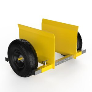 Moving Adjustable Dolly, 2 × 10" Heavy Duty Solid Rubber Tires Wheels 1000LBS Load Capacity for Panel/Slab/Plywood/Door/Granite/Drywall Material Handling and More - Yellow