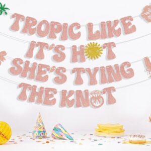 KEWUFD She's Tying The Knot Banner, Bow Theme Bridal Shower/Engagement/Wedding Party Decorations, Summer Themed Beach and Pool Bachelorette Party Decoration Supplies Rose Gold Glitter