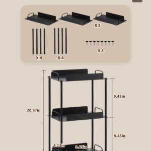 KATHY&BOB Bathroom Countertop Organizer, Make-up Desk Organization, Dressing Shelf Desktop Storage for Bathroom Cosmetic Dorm Kitchen Living Room, Multipurpose Cubicle Display Rack (Black, 3 Tiers)