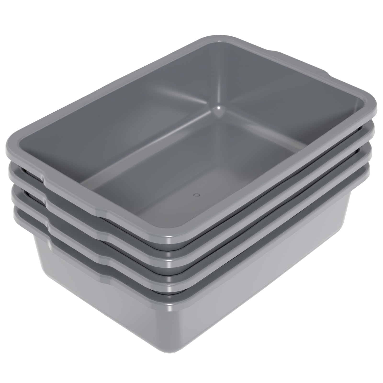 Udotry 32 L Commercial Bus Box, Plastic Utility Bus Tubs, 4-Pack, Gray