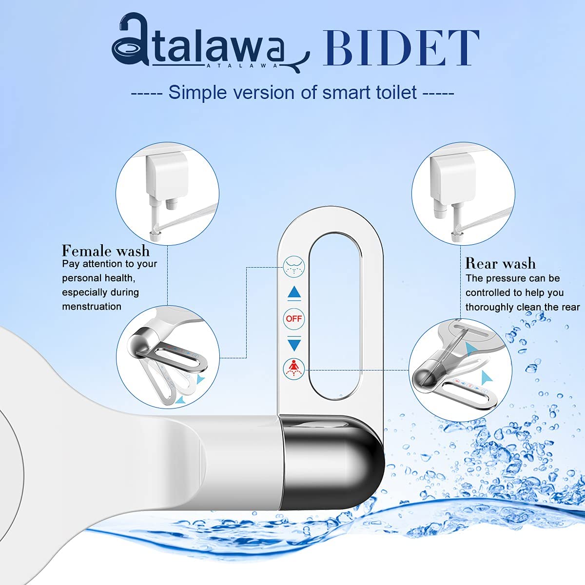 Bidet Toilet Seat Attachment Ultra Slim Bidet With Self Cleaning Dual Nozzle Adjustable Water Non Electric Bidet Fresh Water Spray for Sanitary and Feminine Wash - 2pack