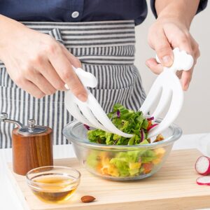 Salad Hands 2 Pack Plastic Salad Mixer Salad Servers Salad Claw for Tossing and Serving Salad, Pasta, Buffets, Fruit Humanized Design Curved Handle Food Mixing Tools Kitchen Gadget (White)