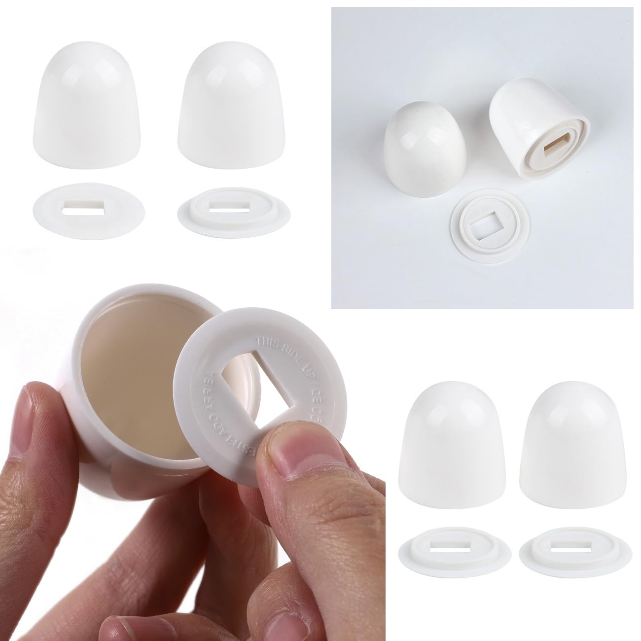 RecDec 8 Pack Toilet Bolt Covers Cap White Plastic Snap-On Taller Caps with Washer Universal Fit for Uncutting Floor Mount Screws Bowl Decorative Bidet Seat Easy Install