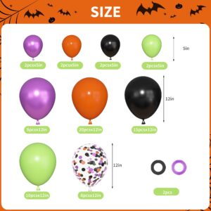 72Pcs Halloween Latex Balloons Kit,12inch Orange Black Purple Green Confetti Balloons Halloween Decorations for kids Halloween Celebration Party Decor