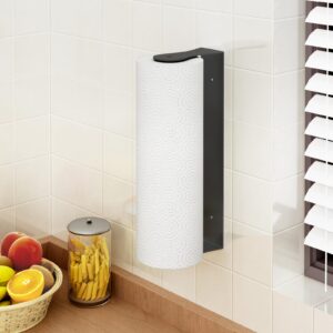 Paroto Paper Towel Holder Under Cabinet, Black Paper Towel Holder Wall Mount, Stainless Steel Under Cabinet Paper Towel Holder, Adhesive Paper Towel Holder for Kitchen and Bathroom