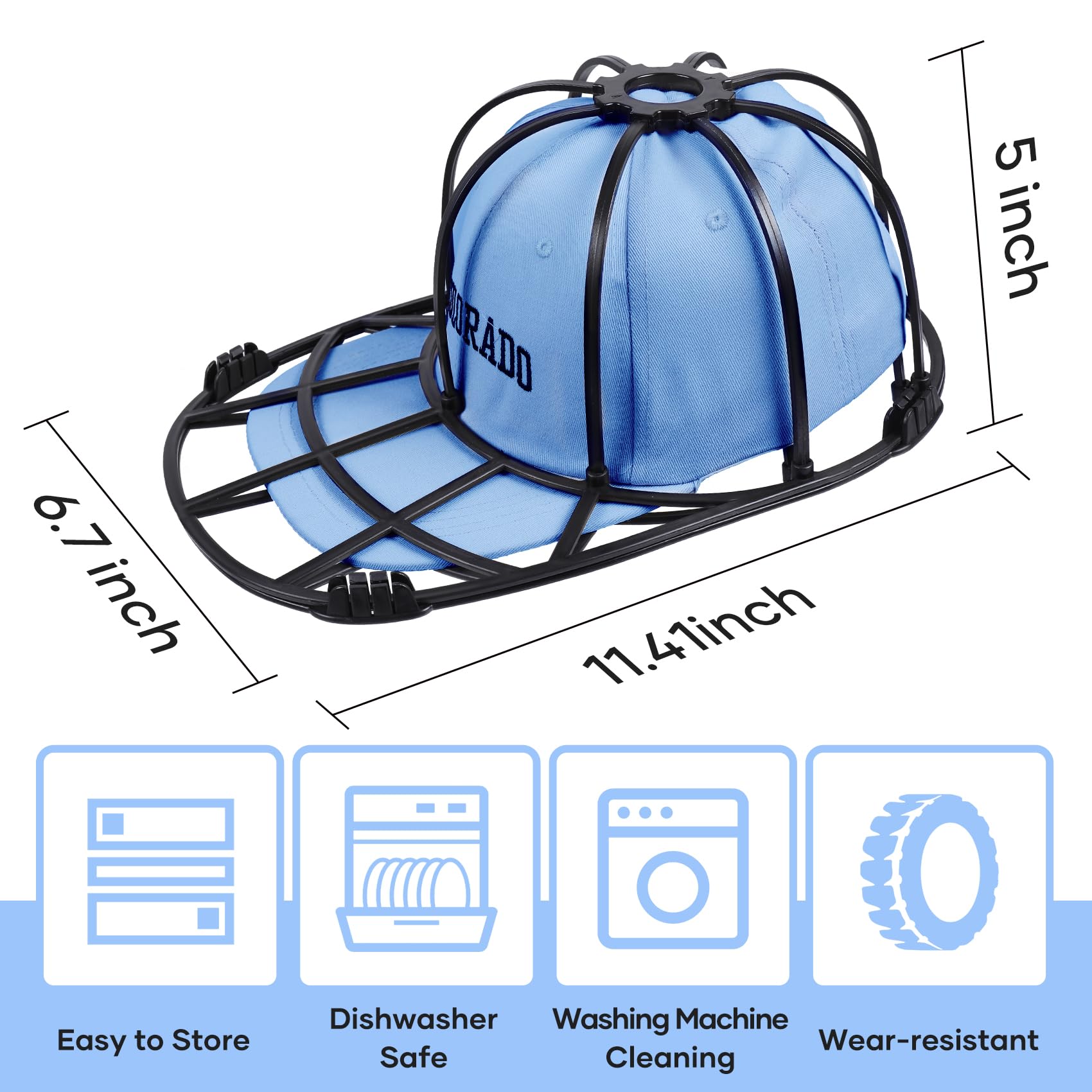 Vigorwise Hat Washer Cage for Baseball Cap, Assemble Hat Washer for Washing Machine Dishwasher, Hat Cleaner for Baseball Caps