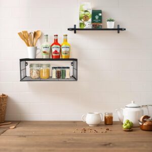 Wipaka 3+1 Tier Bathroom Shelves Wall Mounted Over Toilet,Wood Floating Shelves with Towel Bar for Wall Decor,Rustic Farmhouse Shelves for Kitchen, Bedroom, Living Room