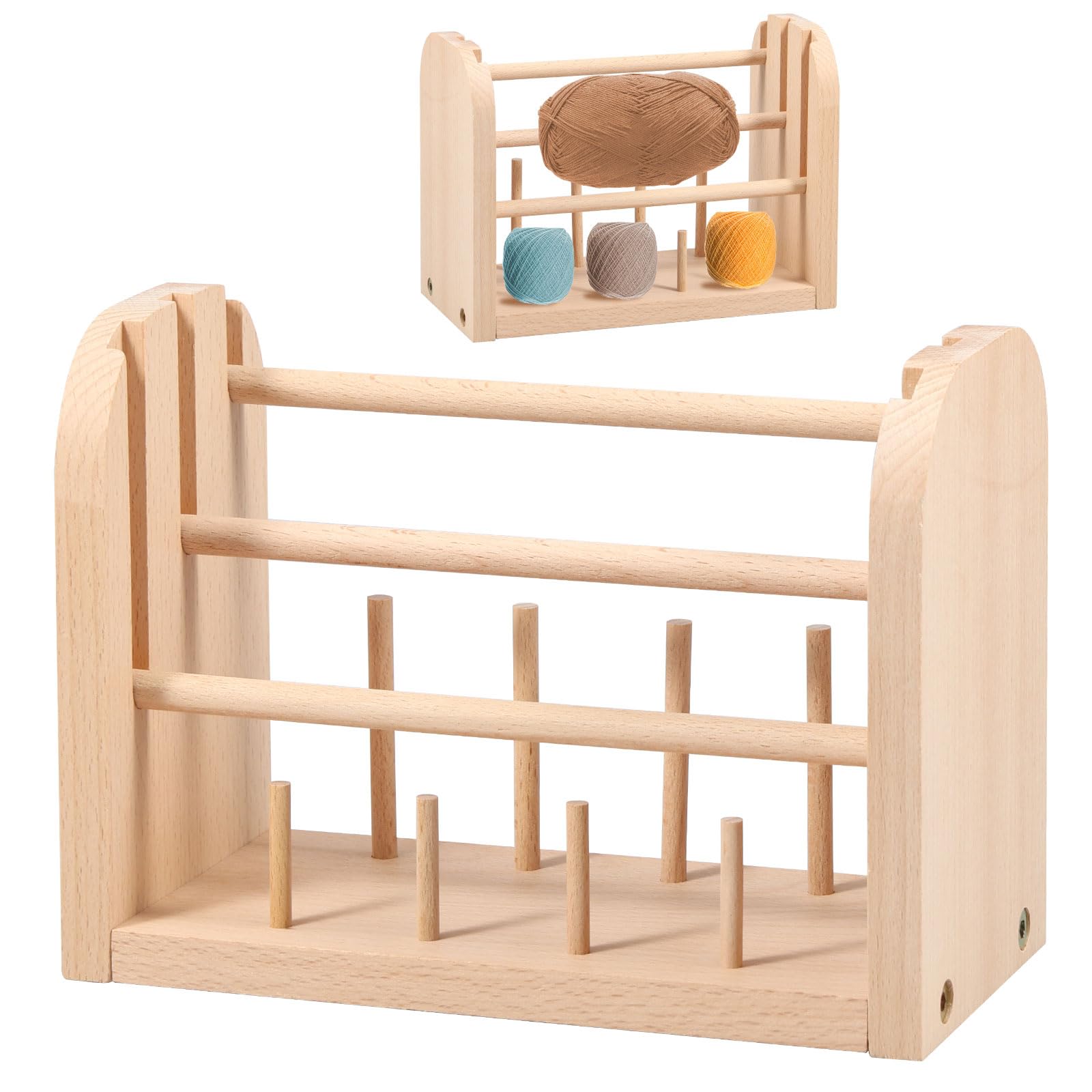 kjcbkcb Wooden Spools Holder, Wooden Yarn Holder Stand Detachable Crochet Yarn Holder Beech Sewing Thread Organizer Spool Thread Holder Organizer Yarn Ball Knitting & Crochet Supplies for Yarn